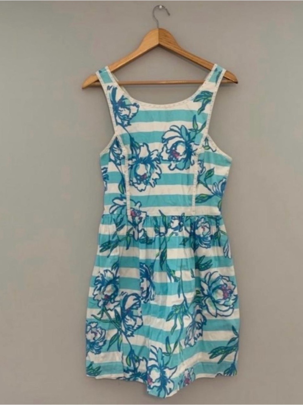 Lilly Pulitzer Blue & White Striped Flower Dress, sz. 10